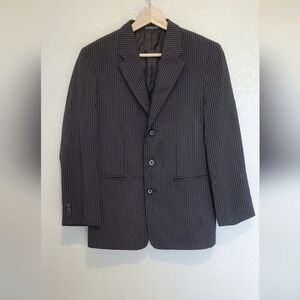 Amherst Collection Boys Black Pin Stripe Blazer Suit Jacket Size 16 Prep